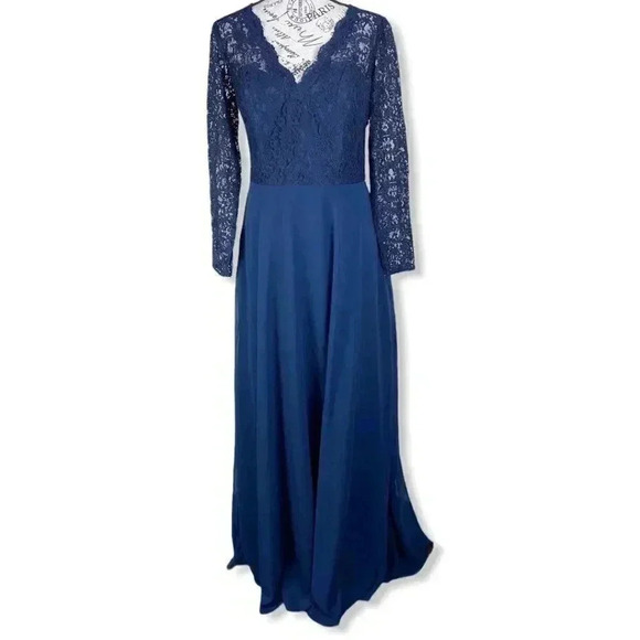Dessy Collection  Illusion-Back Lace A-line dress - Picture 1 of 8